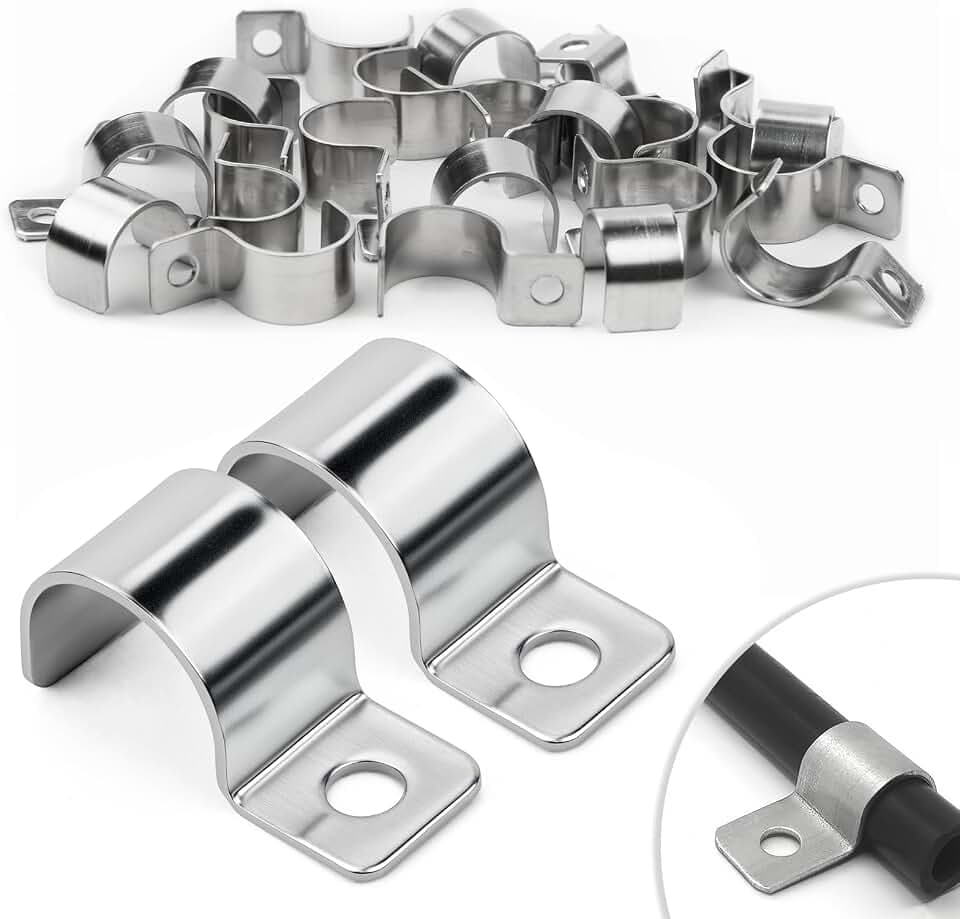 25 Stück Kabelschellen Metall Rohrschellen 18mm V2A Edelstahl 304 Rohrbefestigung Einzelloch U-Rohrschellen Befestigungsschelle für Ø 17-18.5mm Kabel Unterputz Wasserrohre Installation