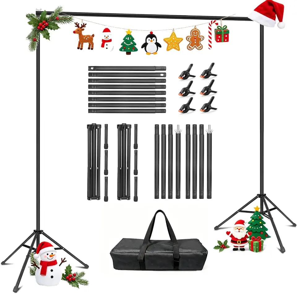 Backdrop Stand 10x7ft(WxH)- 7 Widths Photo Studio Adjustable Background Stand Support kit with Clamps,Carrying Bag for Party, Photo Booth, Banner, Events Decoration, Wedding, Photography