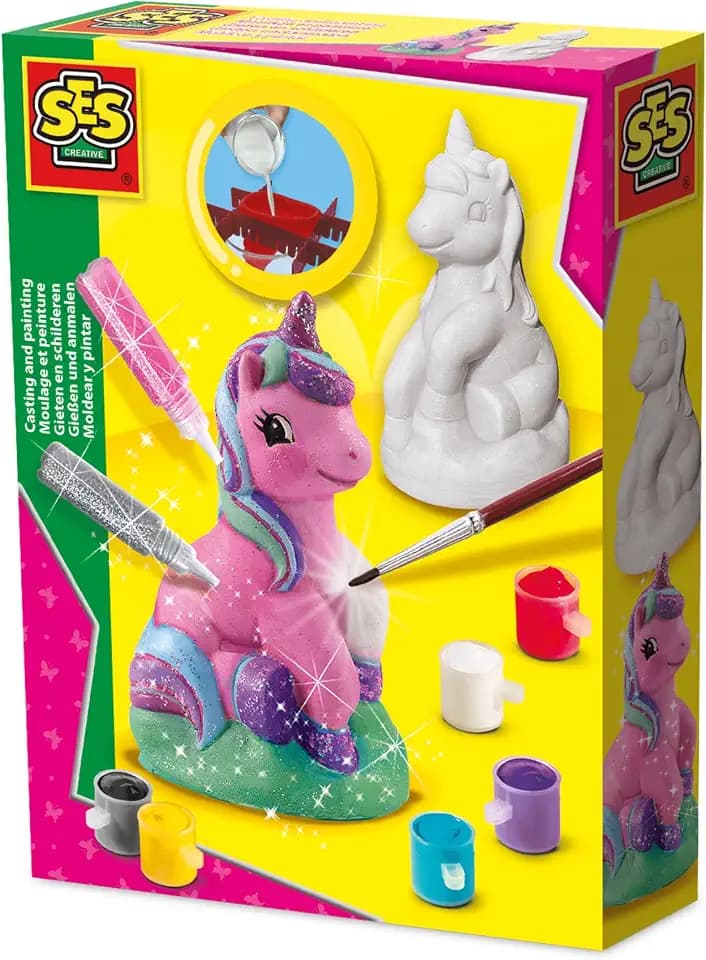 SES Creative 01299 Gips Gießen Einhorn, Fantasievolles Bastelset für Kinder