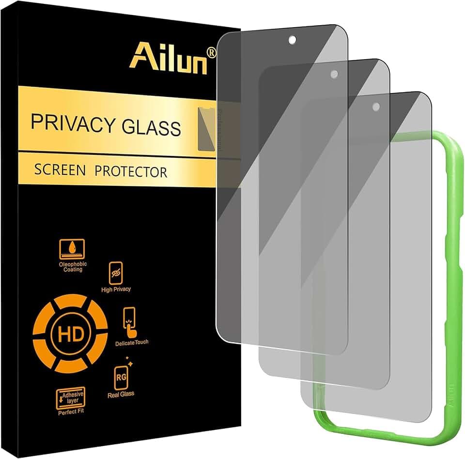 Ailun 3 Pack Privacy Screen Protector for iPhone 17 / iPhone 16 Pro