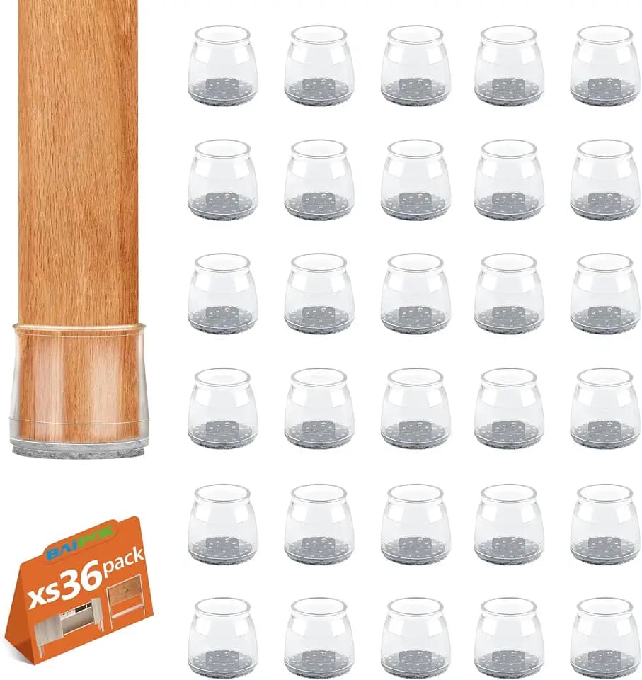 BAIPOK 36Pcs Round Chair Leg Floor Protectors for Hardwood Floors