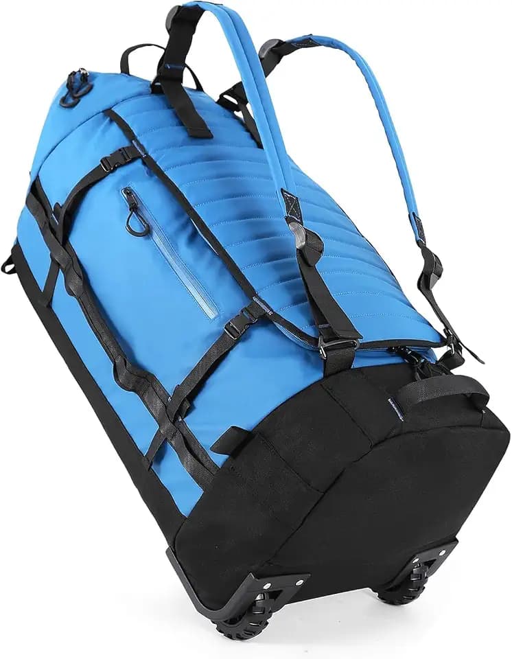 Rolling Duffle Bag with Wheels,86L 30”Carry on Luggage with Wheels,Folding Travel Bag,Duffle Backpack with Separate Shoe Compartment (Blue)