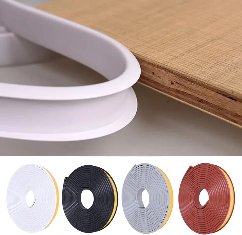 U-Form Selbstklebend Möbelkantenband,5 Meter Möbelkantenband Flexible TPE Faltbarer Kantenschutz für Schrankkanten, Abschlussleiste, Deckenkanten, Arbeitsplatten (Grau, 25mm * 5m)