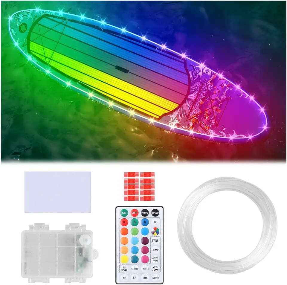 22 Ft Kayak Paddle Board Lights, Battery Operated Led Boat Interior Lights with Remote Control, 16 Light Colors & 7 Modes Waterproof Led Light for Boats Kayak Yacht Pontoon