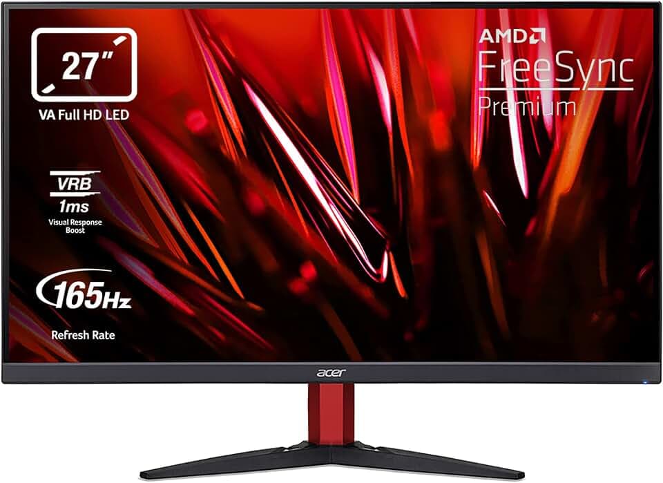 Acer KG272M Gaming Monitor 27 Zoll (69 cm Bildschirm) Full HD, 165Hz HDMI/DP, 2ms (GtG), HDMI 2.0, DP 1.2, AMD FreeSync Premium, Schwarz