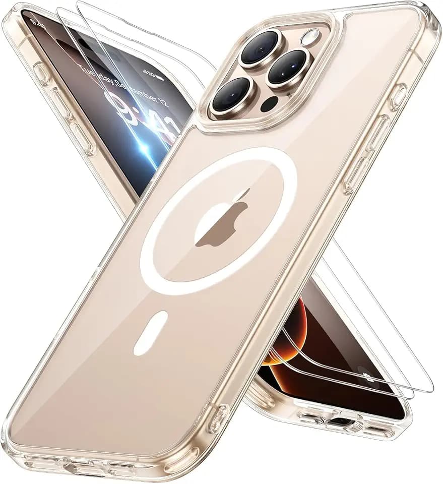 Miracase Magnetic for iPhone 17 Pro Max Case with Screen Protector [Compatible with MagSafe] Slim Thin Phone Case Military-Grade Protected for 17 ProMax Cover Bumper 6.9", Clear