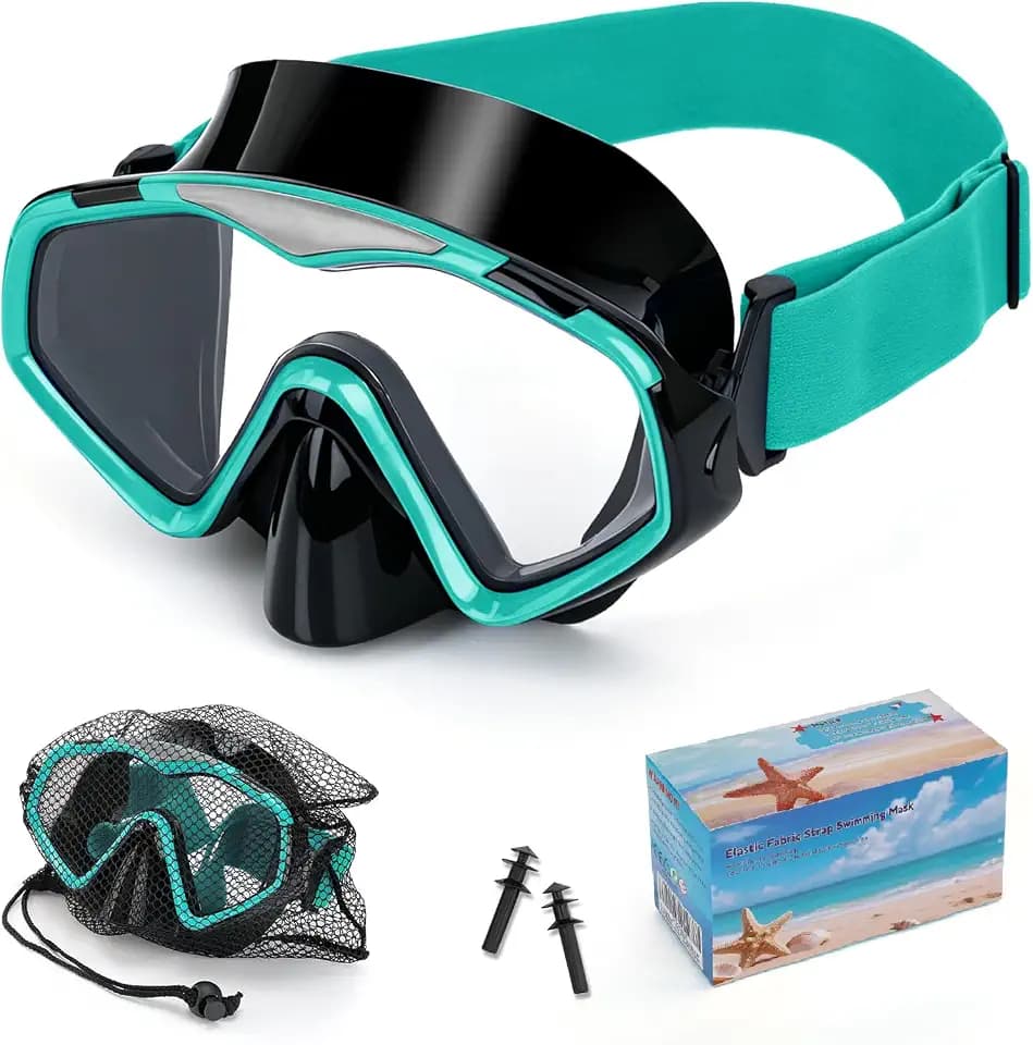 Elastic Knit Adjustable Strap Dive Mask PRO- Anti-Fog Panoramic Goggles for Snorkeling Swim Scuba