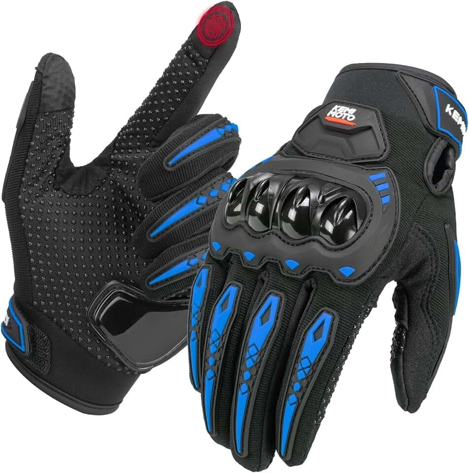 KEMIMOTO Motorradhandschuhe Herren, Atmungsaktive Motorrad Handschuhe mit Hartschalen-Knöchelschutz und Touchscreen, für Motorrad, Fahrrad, Roller
