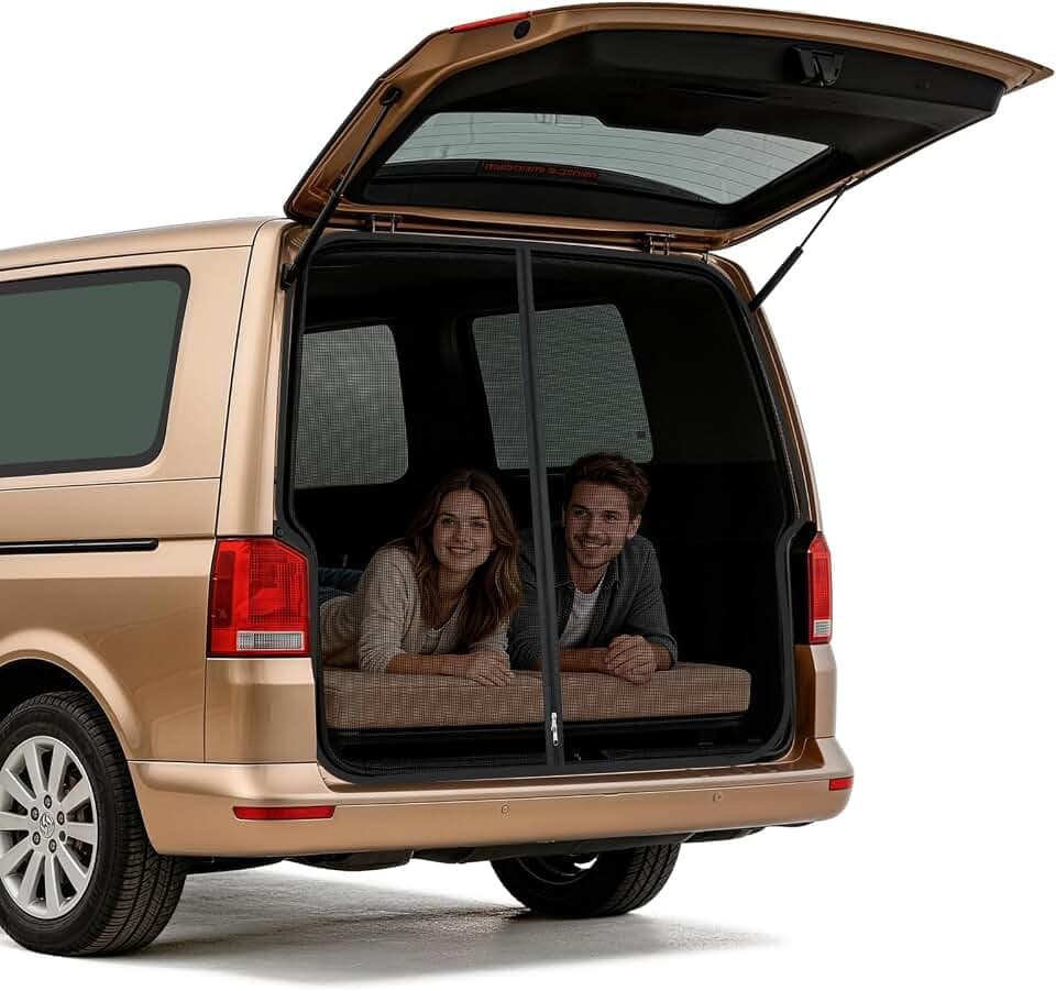 Moskitonetz Auto Hintertür Kompatibel für VW T5 T6,Auto-Fliegengitter mit Insektenschutz und Sonnenschutz, Auto Insektennetz Kofferraum Schattennetz Camping Belüftung Moskitonetze Reise (Rear)