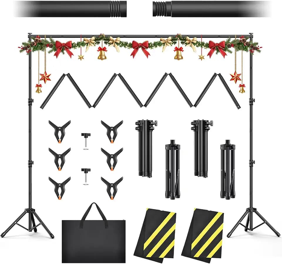 Forlogic Backdrop Stand 10x7.5ft(WxH),Portable Adjustable Photo Back Drop Stand for Party, Photography, Weddings