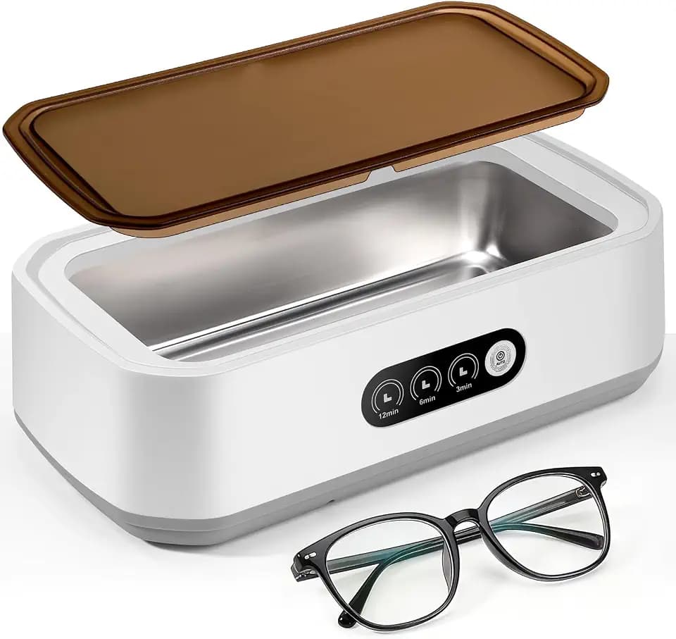 Ultraschallreinigungsgerät 49000Hz-mit 3 Timer-Modi,Brillenreinigungsgerät 650ml Ultrasonic Cleaner,Ultraschallreiniger mit Digitalanzeige für Brillen,Schmuck,Uhren, Münzen Silbrig