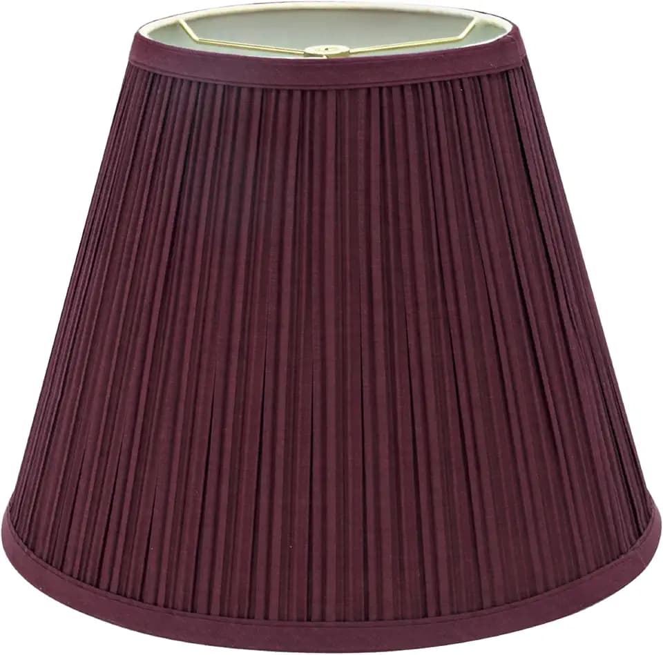 Aspen Creative 33052, Hardback Empire Transitional Spider Lamp Shade, Mushroom Pleated Burgundy, 7" Top x 13" Bottom x 10" Slant