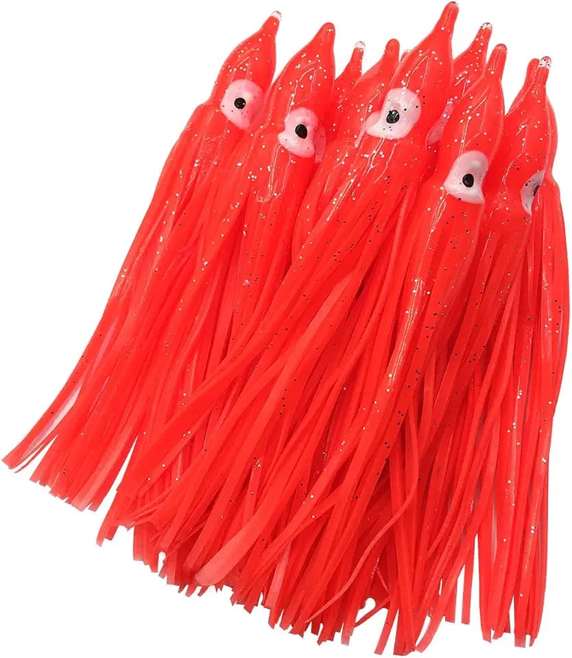 Hoochie Octopus Skirts Trolling Lures Fishing Tackle Soft Plastic Lures Luminous Squid Skirts Saltwater/Bait Lures1.9 '' - 8 ''（22PK）