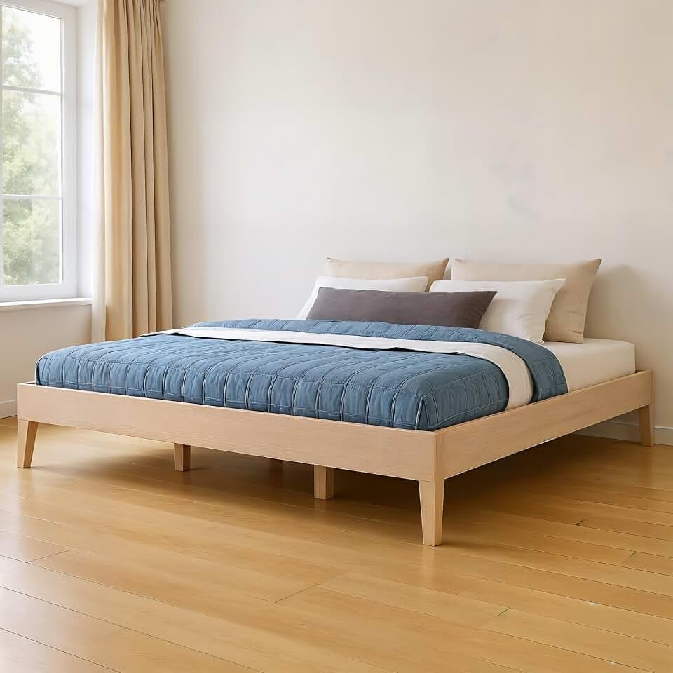 Grain & Grove Bear Platform Bed (King), Oak Embossed Natural