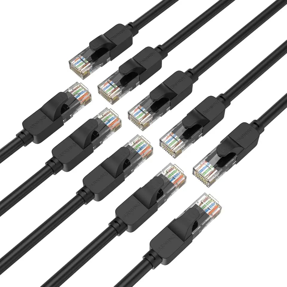 Cat 6 Ethernet Cable 0.5 ft (10-Pack), High Speed 10Gbps Patch Cables, Snagless Cat 6 for Patch Panel to Switch, Router, Modem, PoE, Flexible Cat 6 Ethernet Cable Black