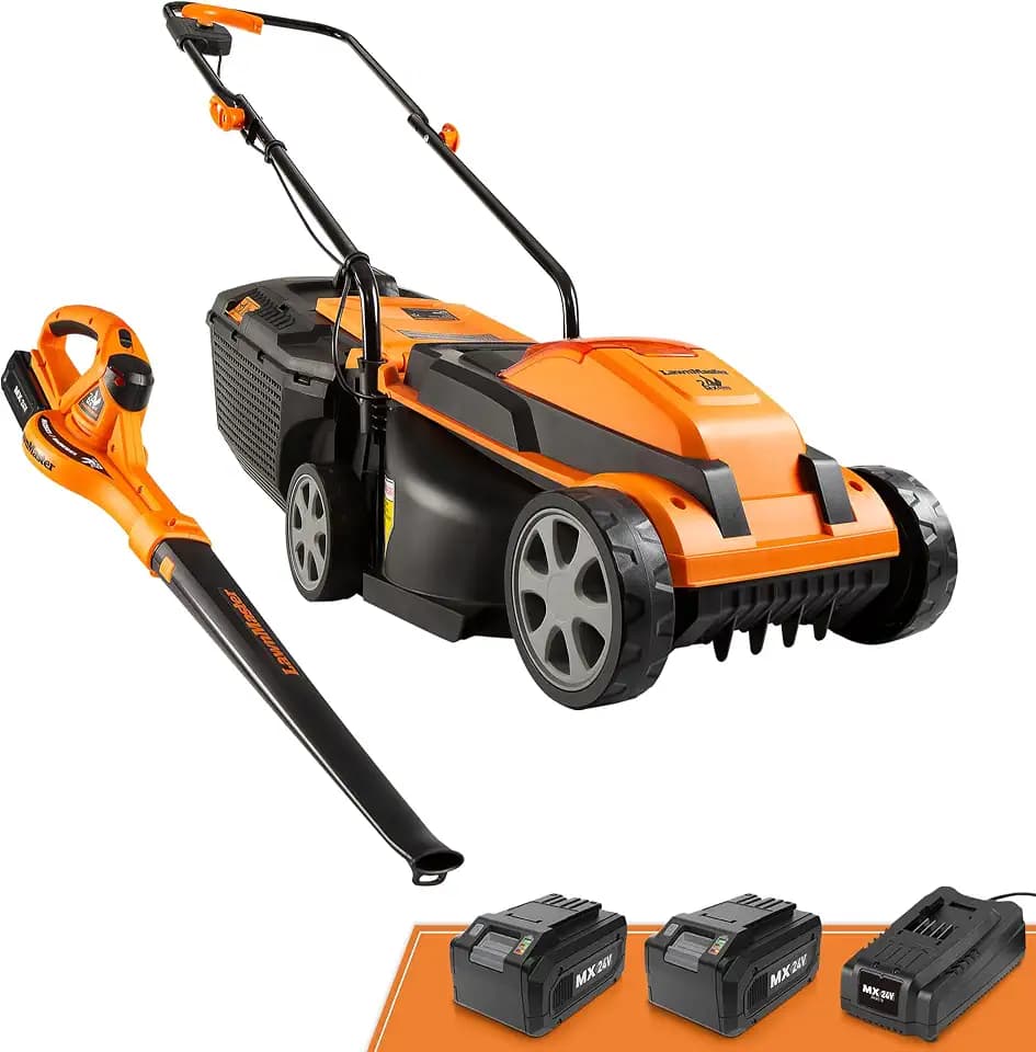 LawnMaster 24VMWBL Cordless 24V Max 13'' Lawn Mower & Leaf Blower Combo