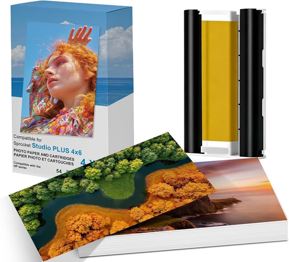 Compatible with HP Sprocket Studio Plus 4 x 6" Paper and Cartridges