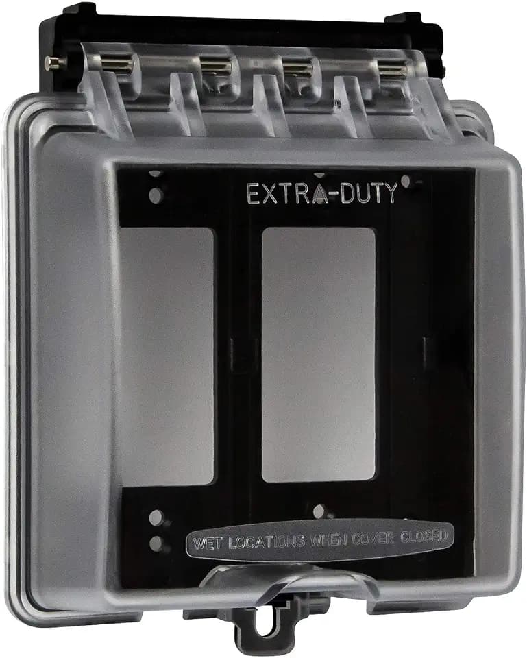 ENERLITES 2-Gang Weatherproof Outdoor Outlet Cover Extra-Duty in-Use Outlet Cover, Outdoor Decorator/GFCI Receptacle Outlets, 6.1” H x 5.2” W x 2.5” D, IUC2V-D, Clear