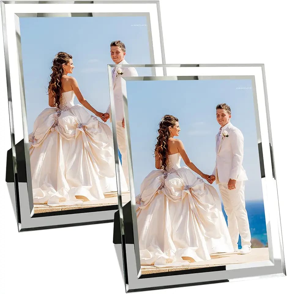 Bilderrahmen 20x25cm aus Glas,Bilderrahmen Modern Silber，für Baby Fotos Familienfotos und Hochzeitsfotos，Geschenk