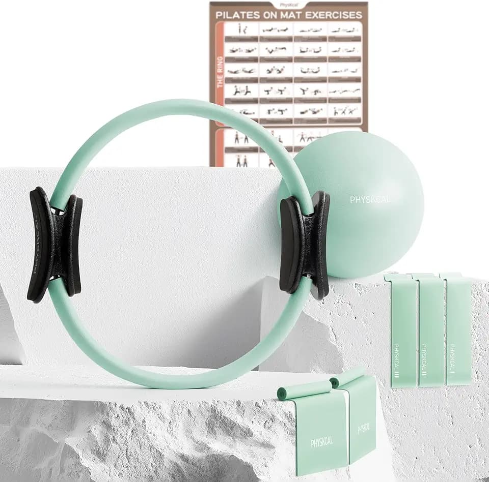 PhysKcal Pilates Set, Pilates Ring mit 1x Pilates Ball, und 5X Bands