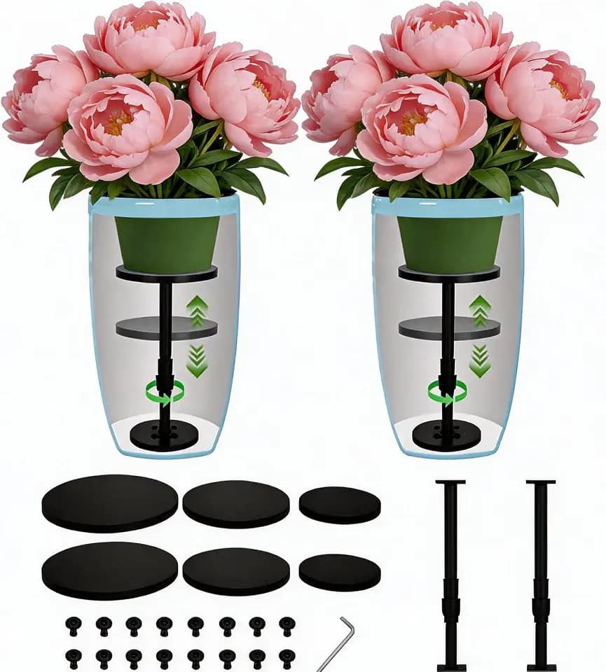 2 Pack Adjustable Height Plant Risers,Adjustable height 12–21 inches