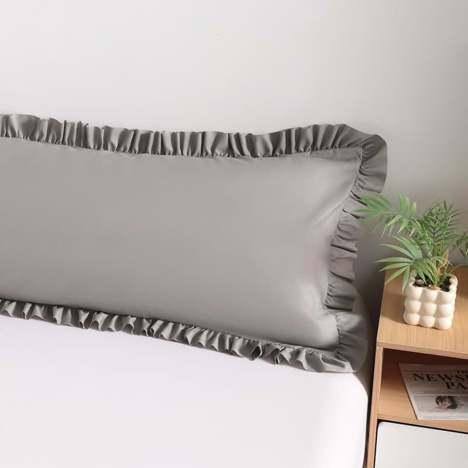 BEDSUM Body Ruffled Pillow Sham - 1-Pack, 20x54, Light Grey