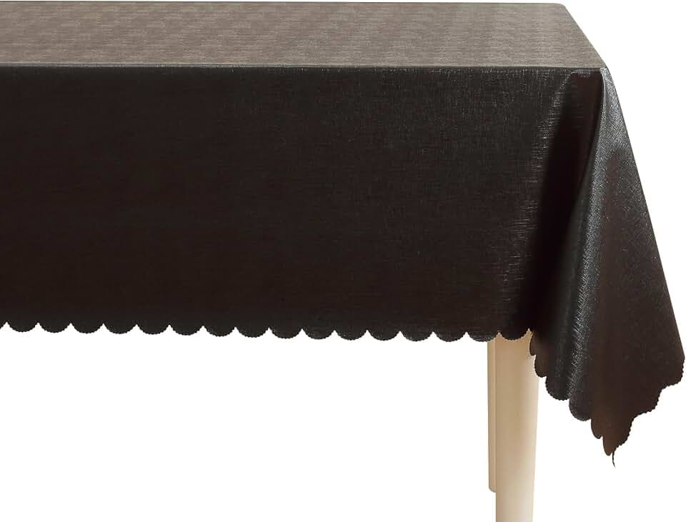 Vinyl Tablecloth, Plastic Table Cloth, Black, 60" x 84"