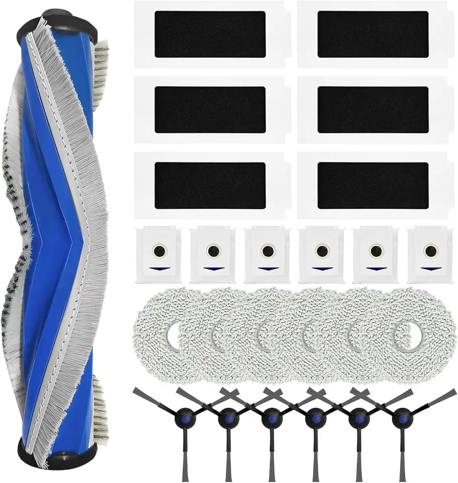 25 Stück Zubehörset für ECOVACS DEEBOT T30 PRO Omni / T30 Omni Saugroboter, 1 Hauptbürste 6 HEPA Filter 6 Wischtücher 6 Staubbeutel 6 Seitenbürsten