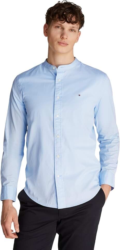 Tommy Hilfiger Herren Hemd Flex Poplin Solid Mao Regular Fit
