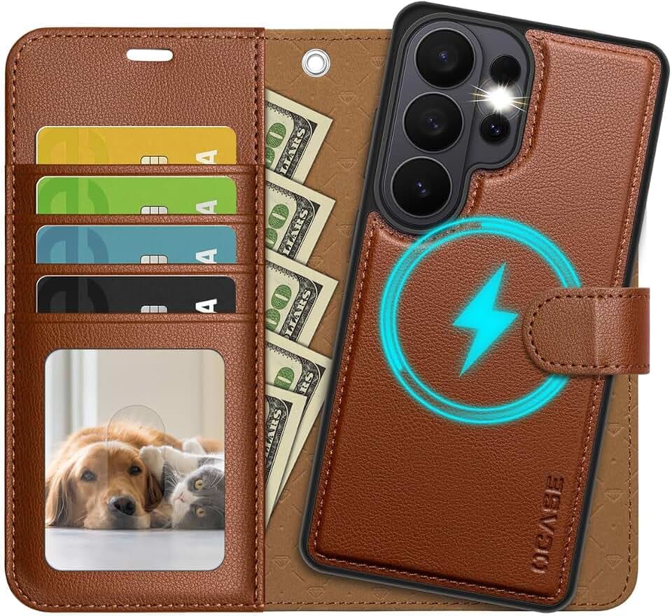 OCASE for Samsung Galaxy S26 Ultra Detachable Wallet Case with Card Holder, [2 in 1] PU Leather Flip Folio Case with RFID Blocking Stand Wrist Strap Shockproof Phone Cover 2026, Litchi Brown
