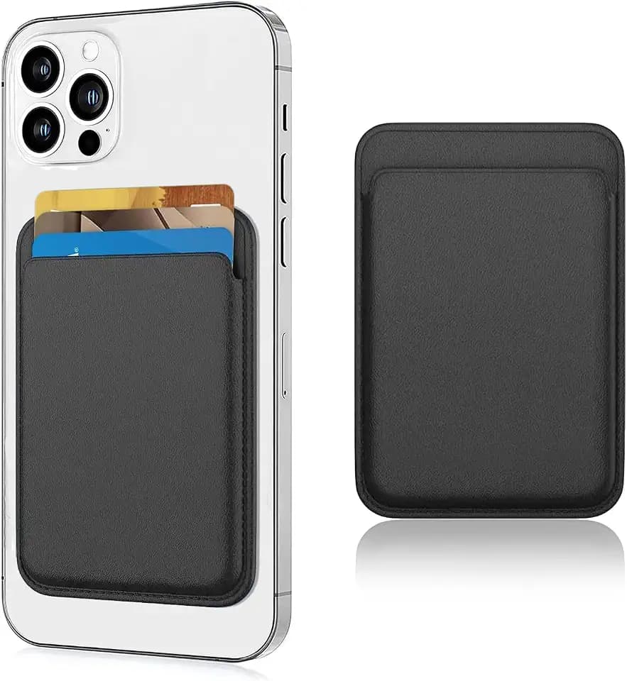 Magnetic Wallet Compatible with MagSafe for iPhone 17 16 15 14 13 12 Pro Max Plus Model, None-Cutout Mag 3 Safe Card Holder Stick on for Apple Cell Phone, Midnight Black