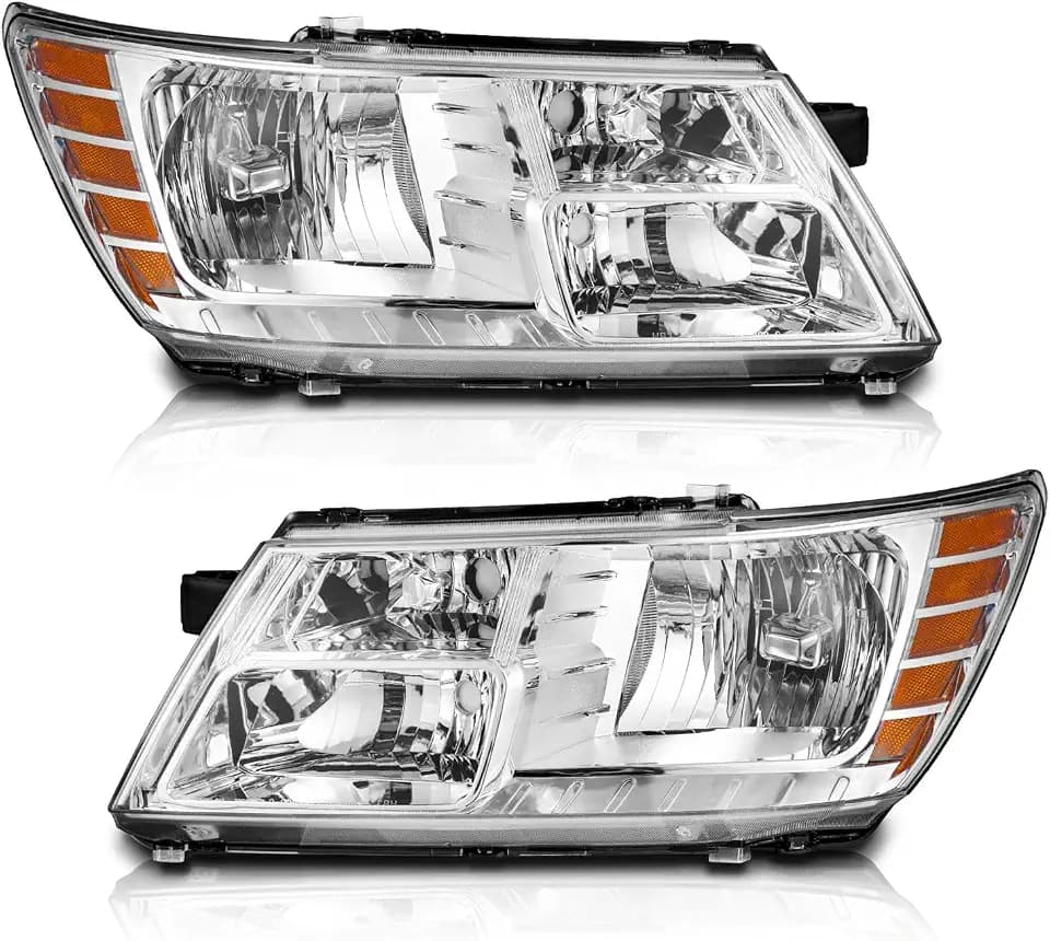 WEELMOTO Headlights Assembly for 2009-2020 Dodge Journey Chrome Halogen