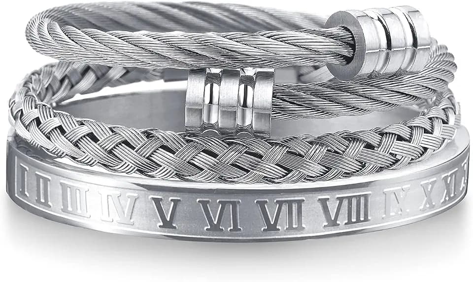 WFYOU Stainless Steel Gold Bracelets for Men Cuff Bracelet Mens Jewelry Set