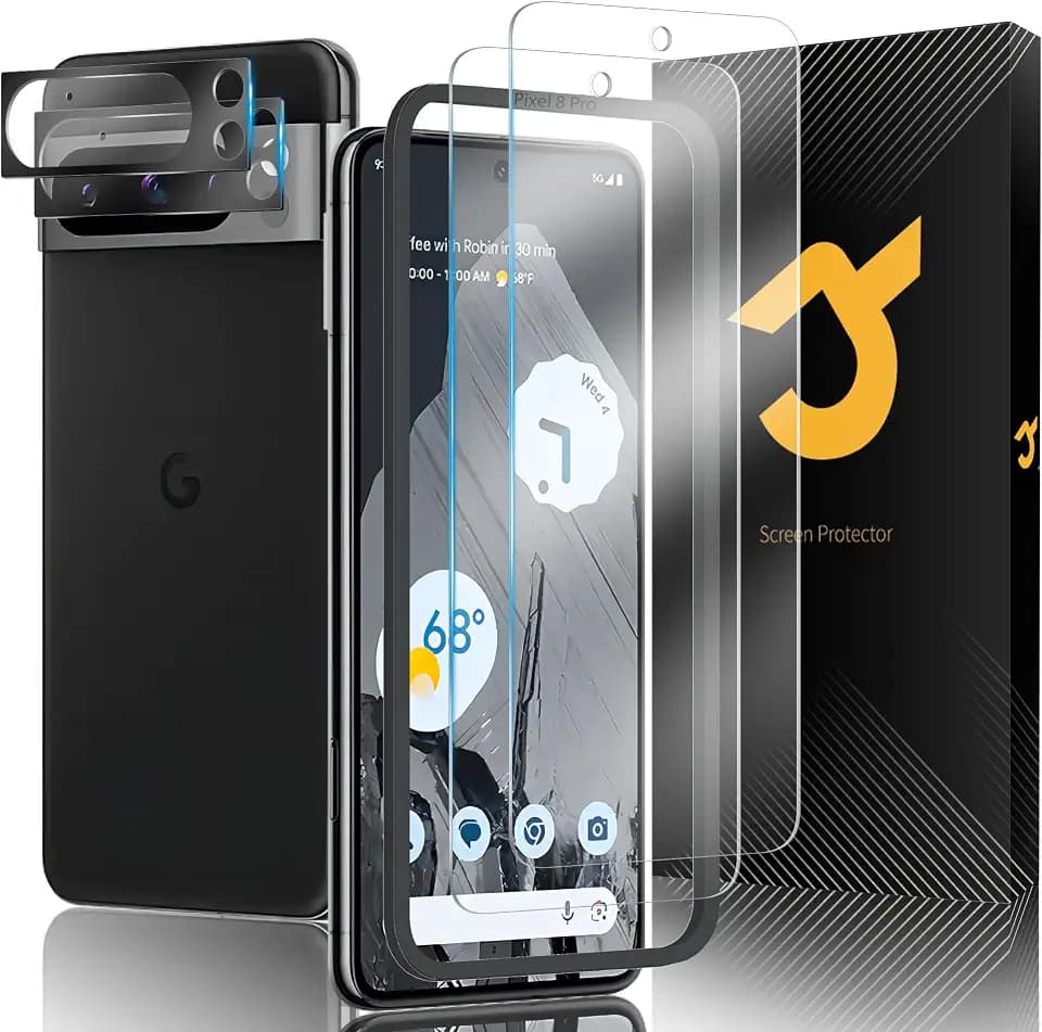 JZG 2 Stück für Google Pixel 8 Pro Panzer Schutz Glas, 2 Stück Kamera folie,9H Härte, Anti- Kratzer, Anti-Blasenfrei, Ultra-HD Displayschutzfolie