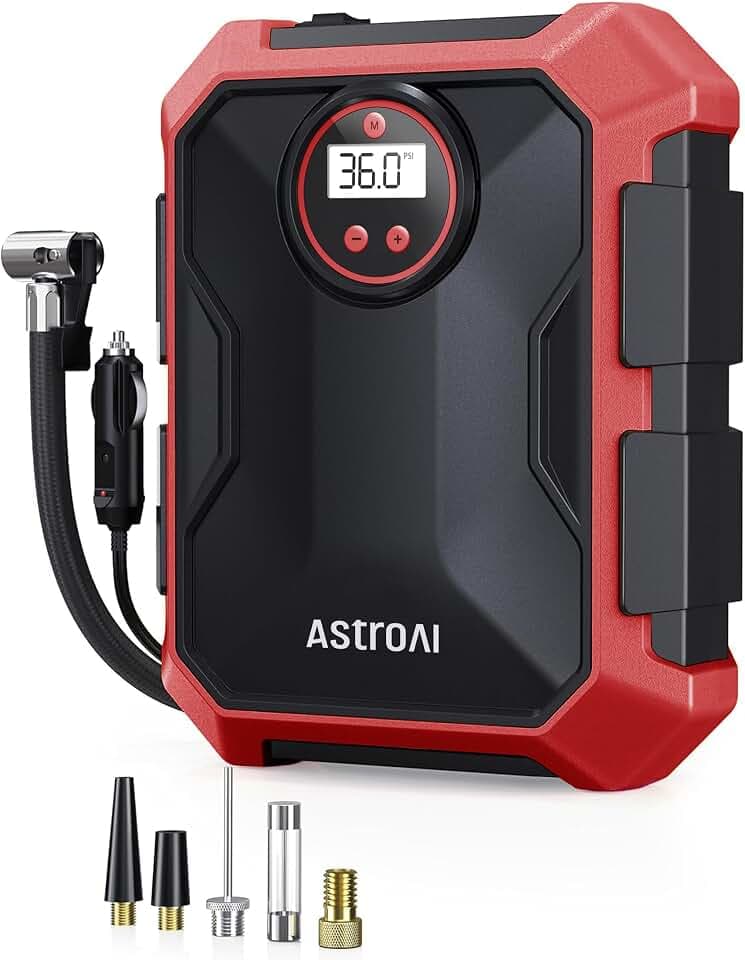 AstroAI Tire Inflator Portable Air Compressor 12V DC Integrated Storage