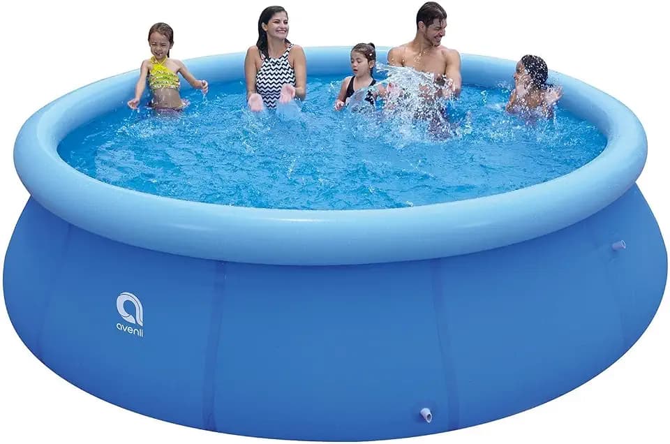 12ft x 36in Inflatable Swimming Pool, Outdoor Above Ground Blow Up Pool, Top Ring Easy Set Pool
