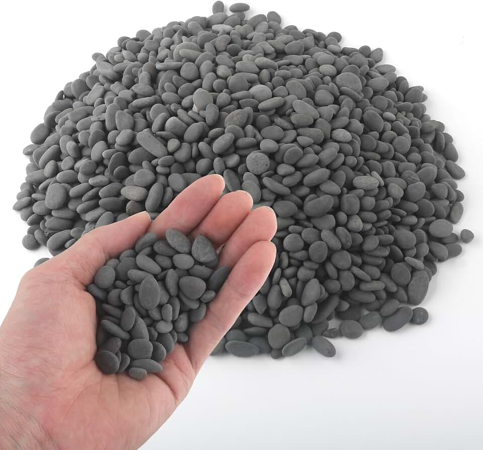Quibbay 5 lbs Pebbles, 0.1-0.4 Inch Small Pebbles for Pots Indoor Plants, Succulent, Vase, Fish Tank, Decorative River Rocks for Garden Landscaping, Home Decor, Outdoor Paving, Grey