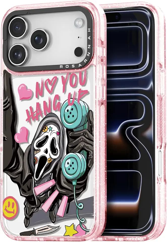 Rosarnnah for iPhone 17 Pro Max Case Aesthetic Pink, Skeleton