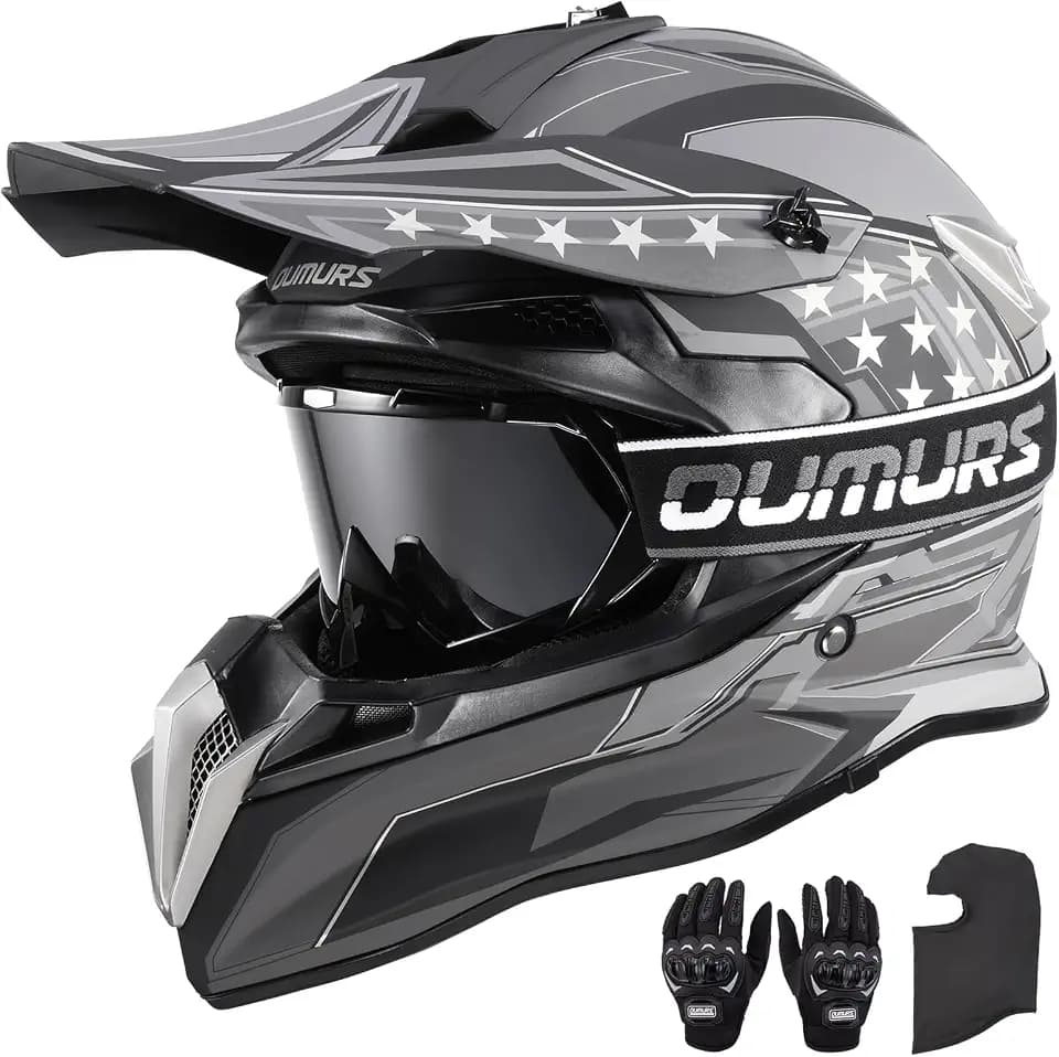 OUMURS Adult Dirt Bike Helmet DOT Approved, Full Face ATV Motocross Helmet