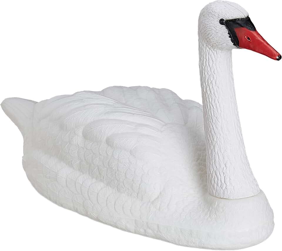 Relaxdays Gartendeko Schwan, schwimmend, zum Festbinden, Kunststoff, wetterfest, XXL Dekofigur für Teich, Garten, weiß