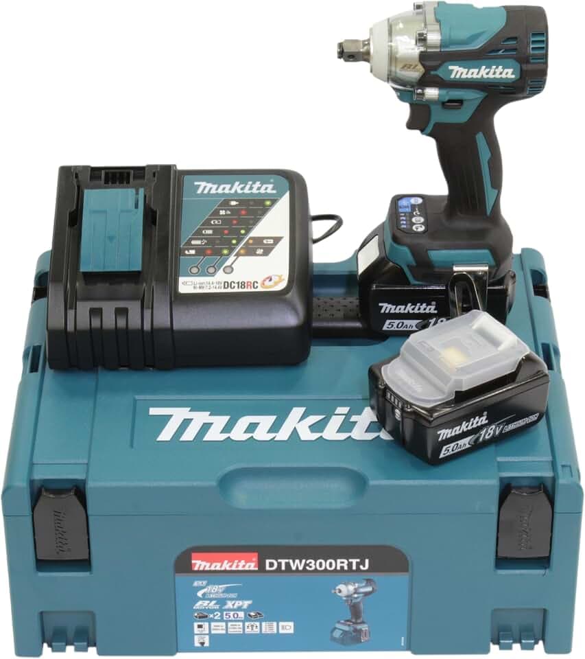 Makita DTW300RTJ Akku-Schlagschrauber 18 V / 5,0 Ah, 2 Akkus + Ladegerät im MAKPAC