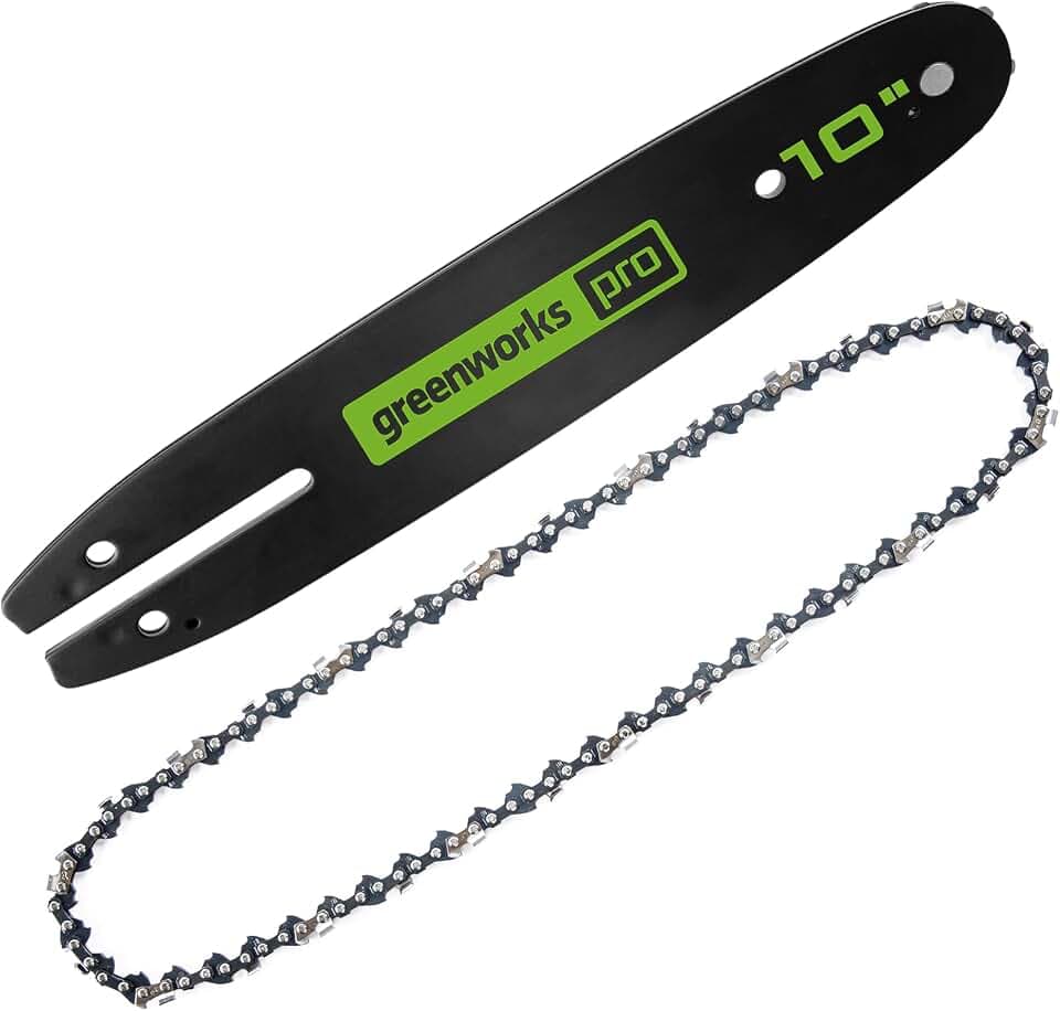 Greenworks 10" Pole Saw Bar and Chain Combo, 1/4" Pitch, .05" Gauge, 58 Drive Links, Genuine Greenworks Replacement Part