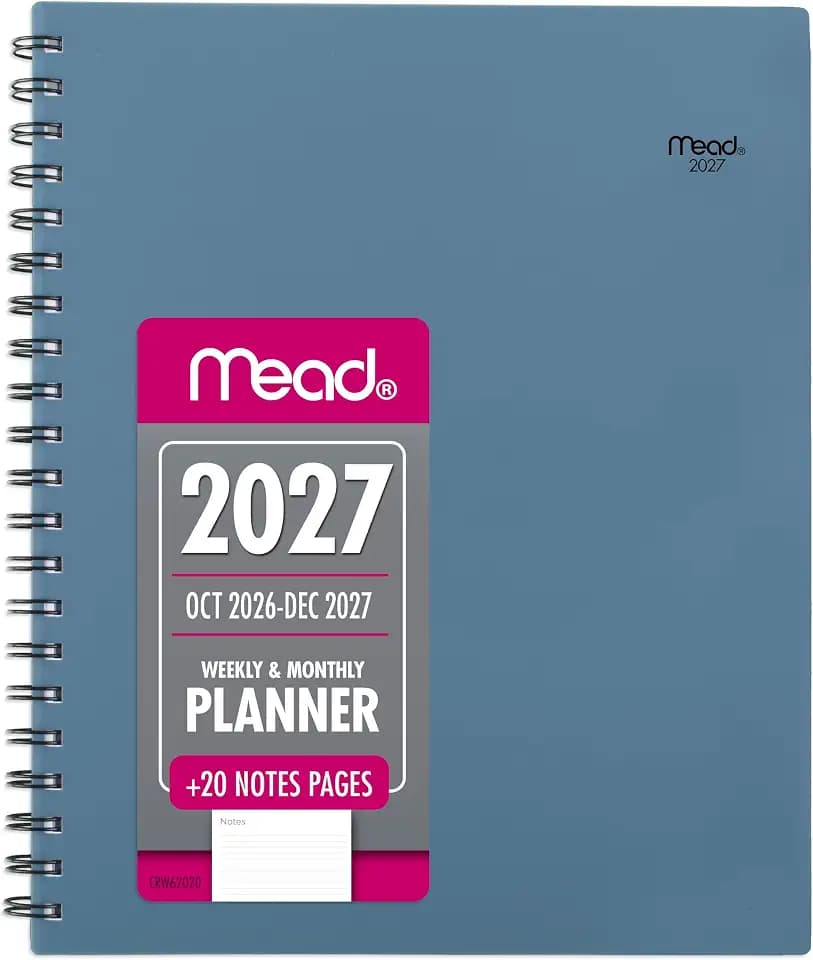 Mead 2027 Planner, Weekly & Monthly, 15-Month Oct-Dec, 8.5" x 11", Composure Blue (CRW6202027)