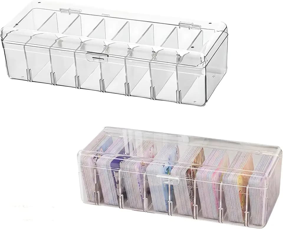 2 Stück Karteikarten Box, 26x10x7,5 cm Transparente Karteikasten mit Abnehmbaren Trennbretter Karteikartenbox mit Deckel für bis zu 700 Karten für Lernkarten Visitenkarten Notizen Karten