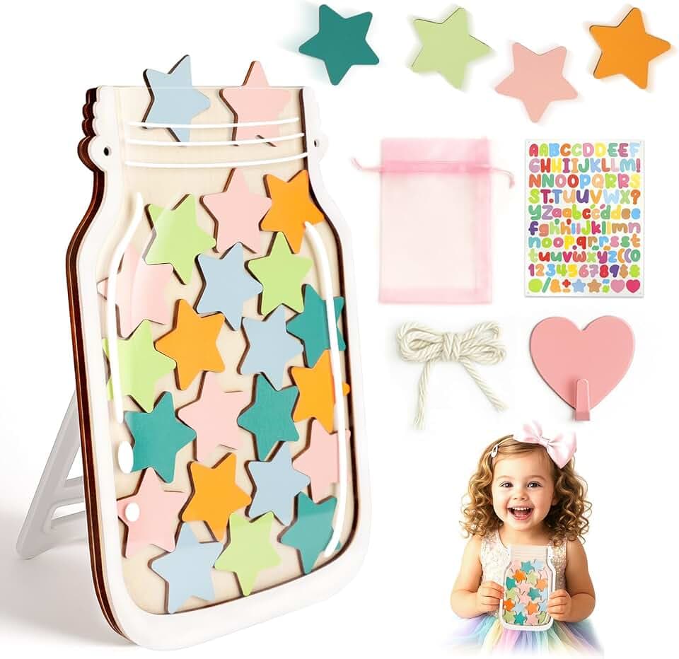 Magnetic Reward Jars for Kids - 25 Star Tokens Reward Jar for Classroom