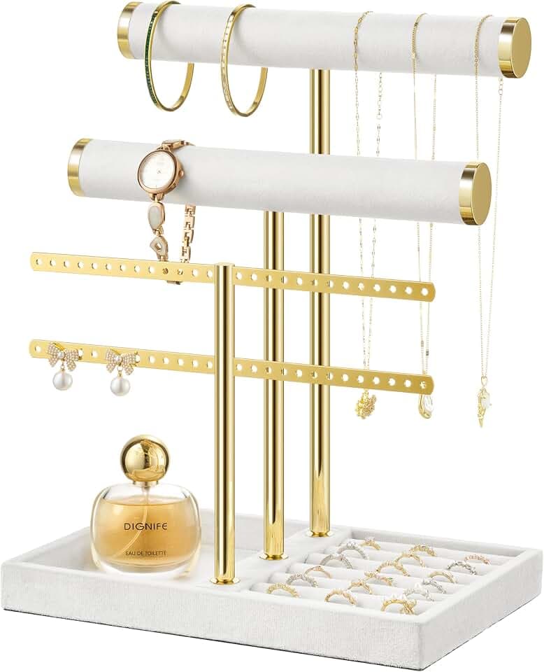 Schmuckständer Organizer, Schmuckaufbewahrung, Samt-Armbandhalter, Weiß