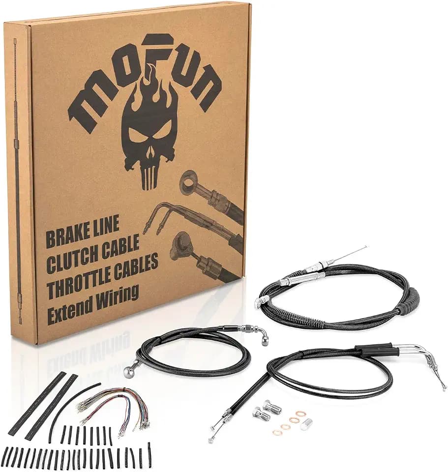 Mofun Throttle and Idle Cable & Non-ABS Hydraulic Brake Line & Handlebar Extension Wire and Clutch Cable Kit Compatible with Harley Sportster XL883L/N 1200C/T 2014-2022 Non-ABS, Fit 12"-14" Handlebar
