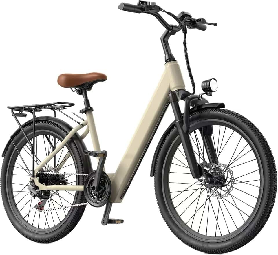 Eleglide Elektrofahrrad 24 Zoll, Motor 250 W, E-Cityrad 7 Gänge, E-Bike für Erwachsene mit Akku 36 V 13 Ah, LCD-Display E-Bike für Damen,25 km/h, Maximale Belastung 150 kg, Unisex E-Bike Model