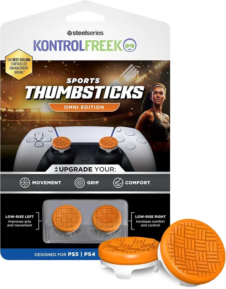 KontrolFreek Omni PS5 Stick Aufsätze | 2X Low-Rise Konkave Controller Grips für PS5 & PS4 | Verbesserter Grip für alle Genres | Orange
