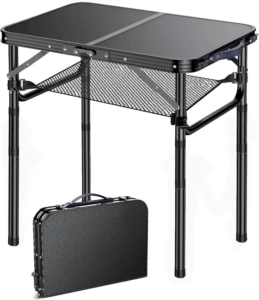 Outdoor Side Table, Portable, 3 Adjustable Height,Small Folding Table